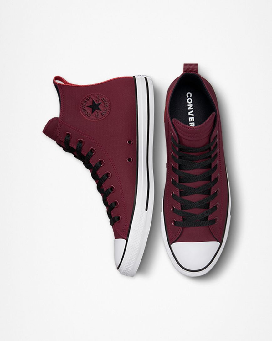 Dámské Boty Vysoké Converse Chuck Taylor All Star TecTuff Tmavě Červené Bílé Černé | CZ HIRX04